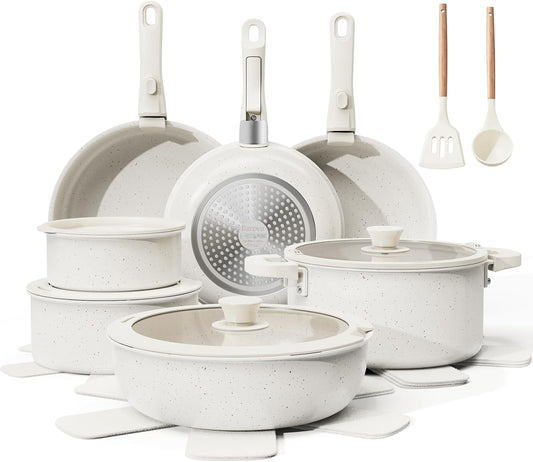 22-Piece Nonstick Ceramic Cookware Set with Removable Handles