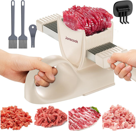Home Meat Slicer – Manual Stainless Steel Cutter for Fresh Boneless Meat, Adjustable Thickness
